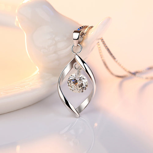 Silver Rotating Love Necklace for Women Korean Style